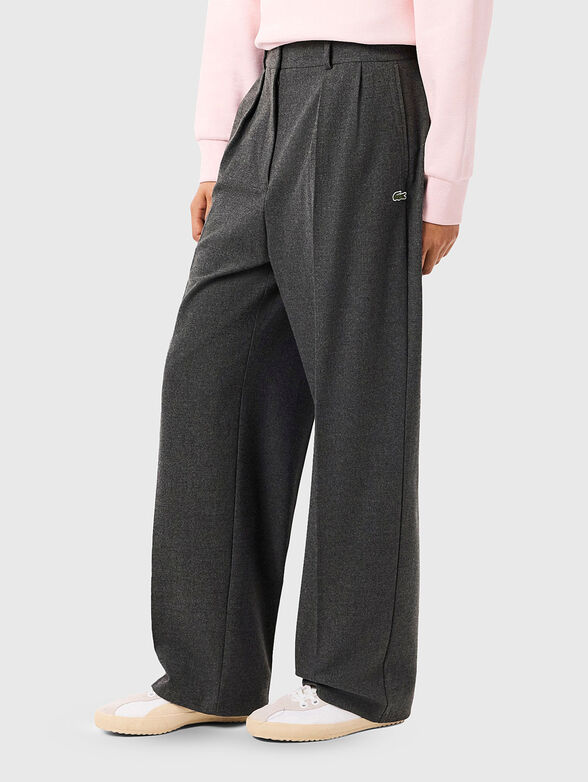 Gray wide leg trousers - 1