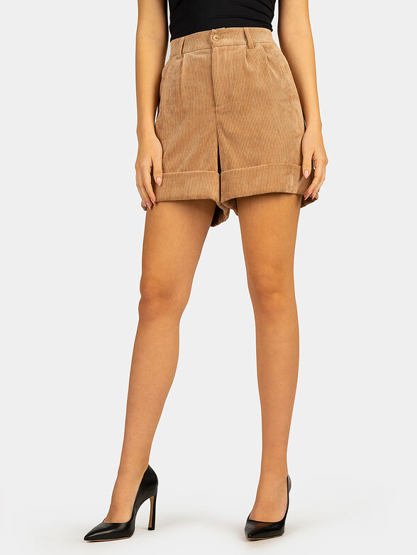 High-waisted corduroy shorts - 1