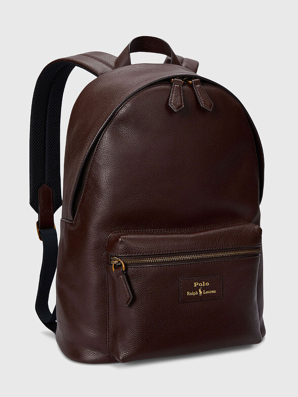 Leather backpack with logo - 4