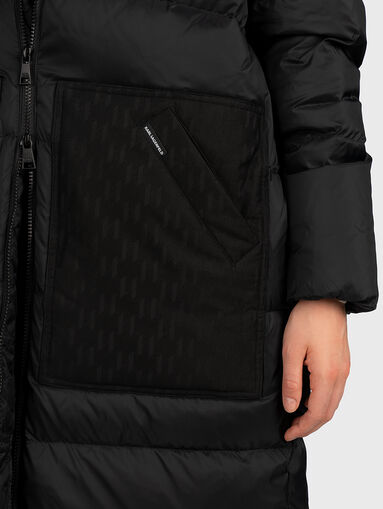 Long padded jacket with monogram logo accents - 4