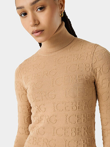 Turtleneck sweater with embossed logo texture - 5