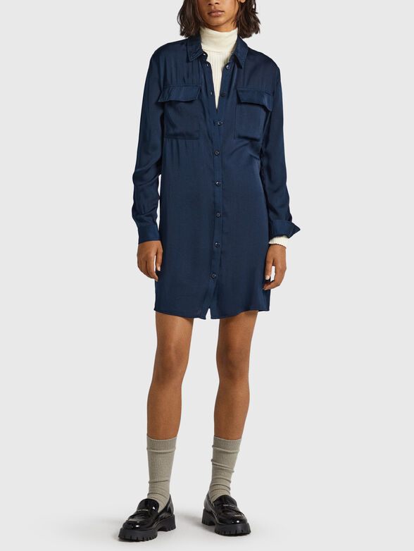 Mini dress type shirt in dark blue color - 4