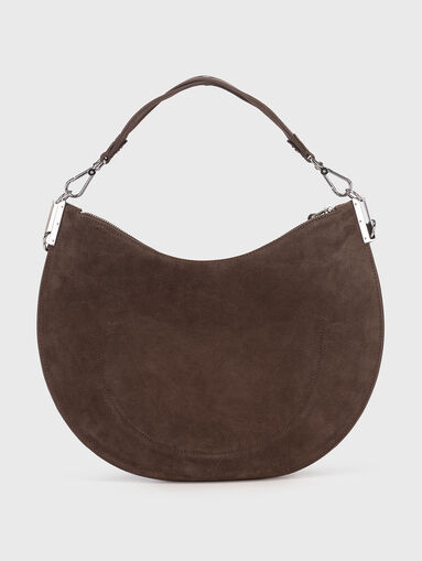 Suede bag with logo in brown - 3