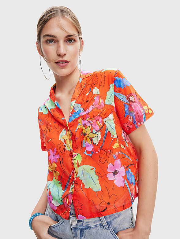 LAOS cropped shirt with floral print - 4