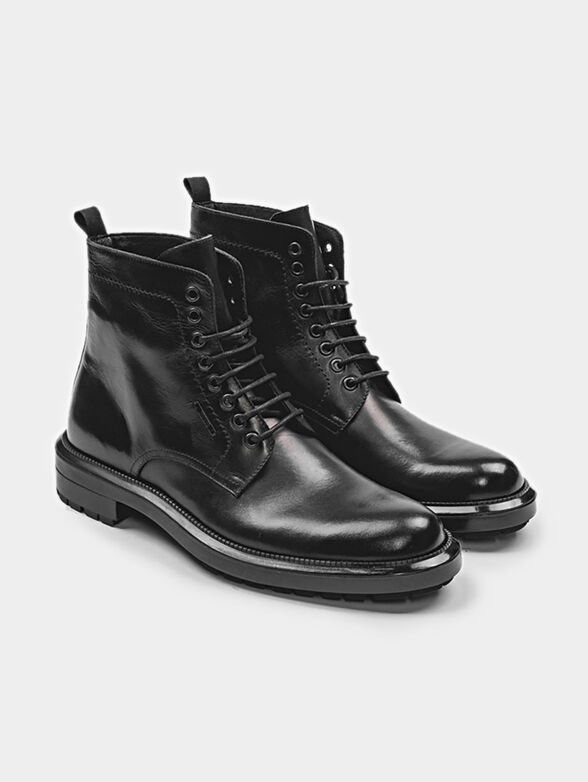 Genuine leather combat boots - 1