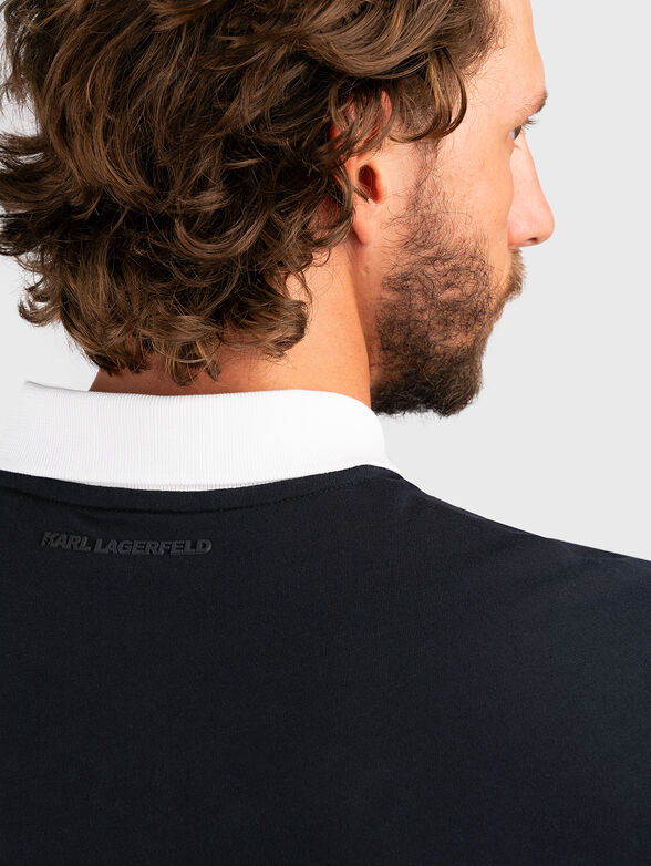 Black polo shirt with contrast collar and logo - 3