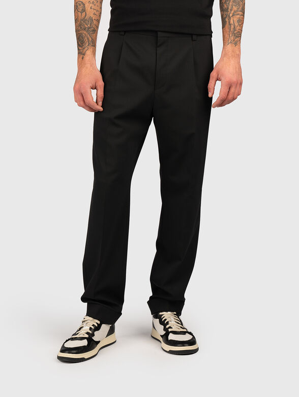 Black wool blend trousers - 1