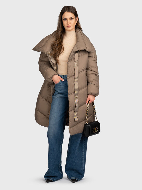 Padded jacket with pockets and wide collar - 2