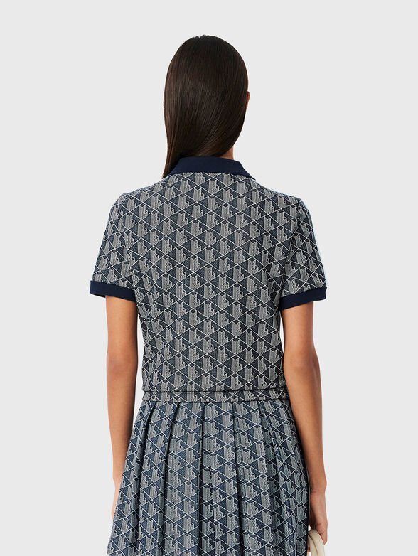 Dark blue polo shirt with monogram print - 3