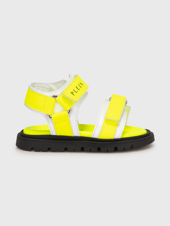 FUSBET leather sandals in neon yellow - 1