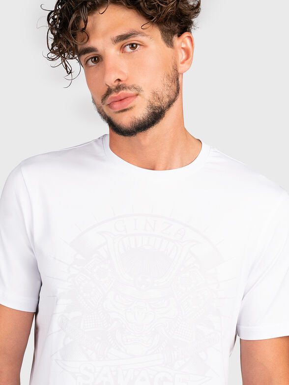 TS153 white cotton blend T-shirt with print - 5