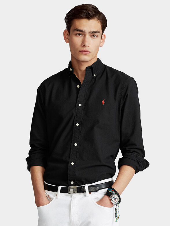 Black cotton shirt with logo - 1