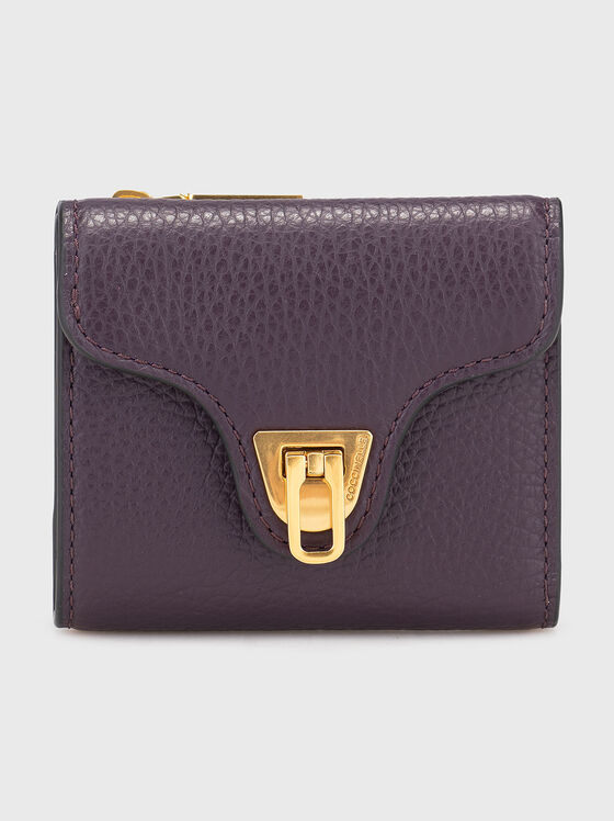 Кожено портмоне със златисти детайли - 1