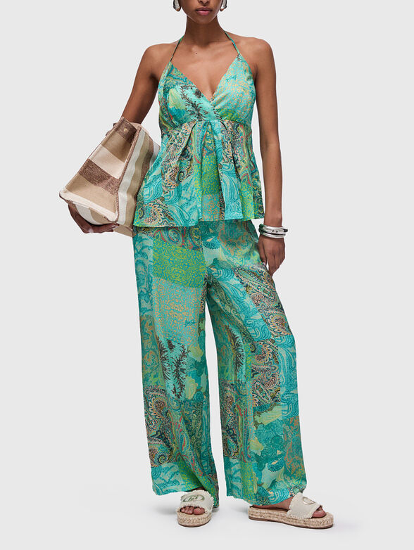 Satin pants with paisley print - 4