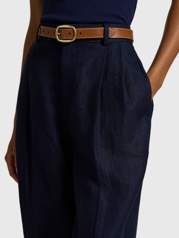 Navy blue linen trousers - 3