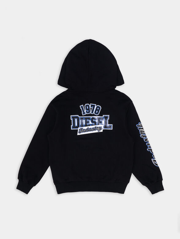 Black sweatshirt with hood and logo - 2
