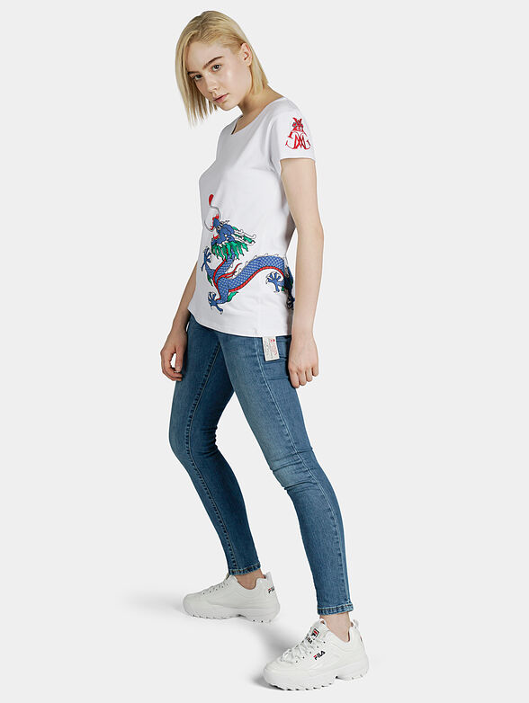White t-shirt with colorful prints - 1