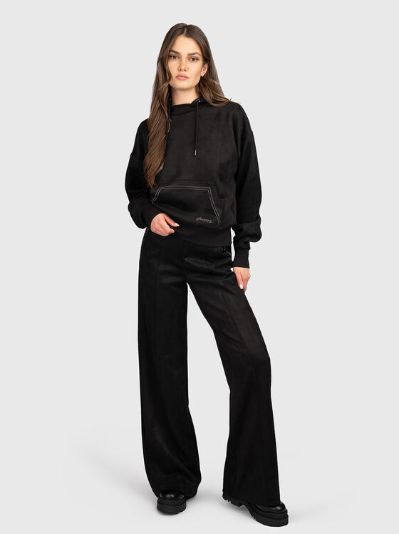 Суитшърт с качулка в черен цвят  - 2