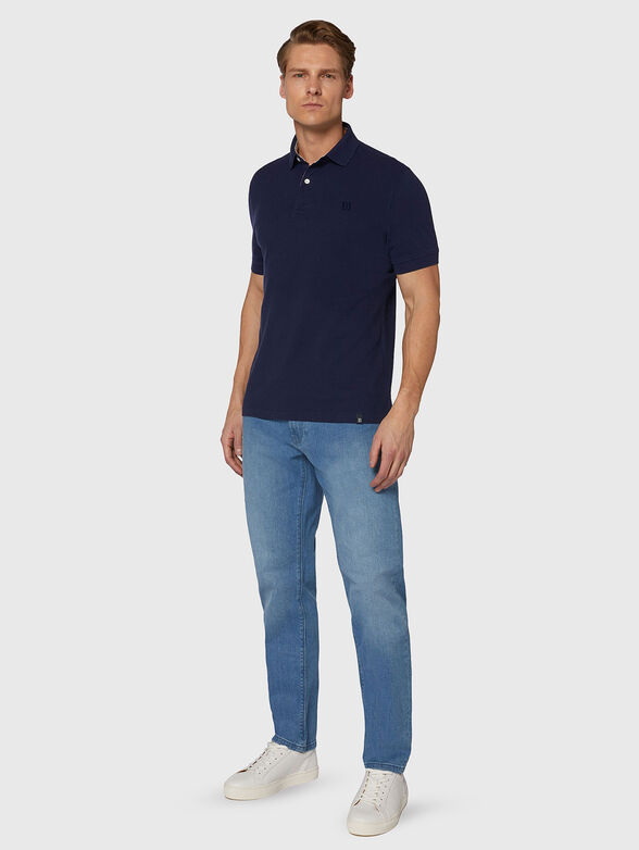 Cotton polo shirt in dark blue - 2