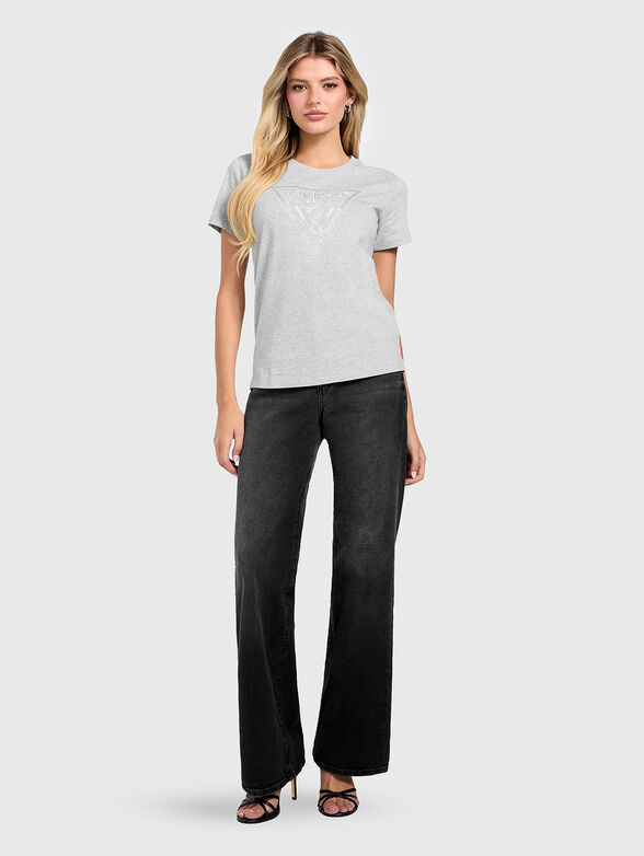 Crew neck T-shirt with rhinestones - 2