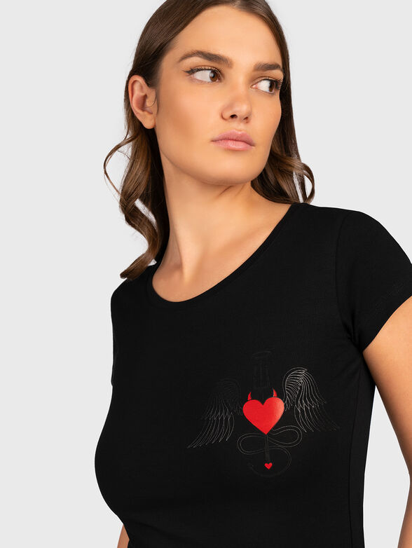 TSL 074 T-shirt in black with contrast print - 2