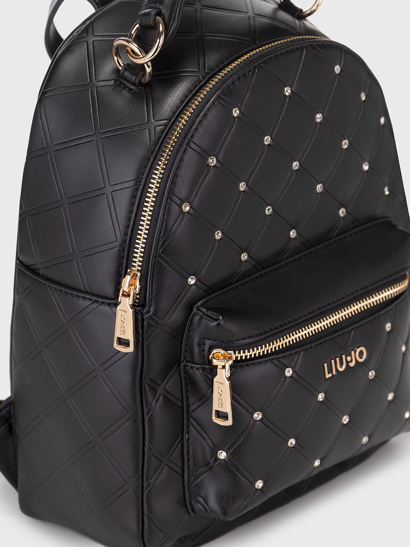 Crystal embellished backpack in beige brand LIU JO