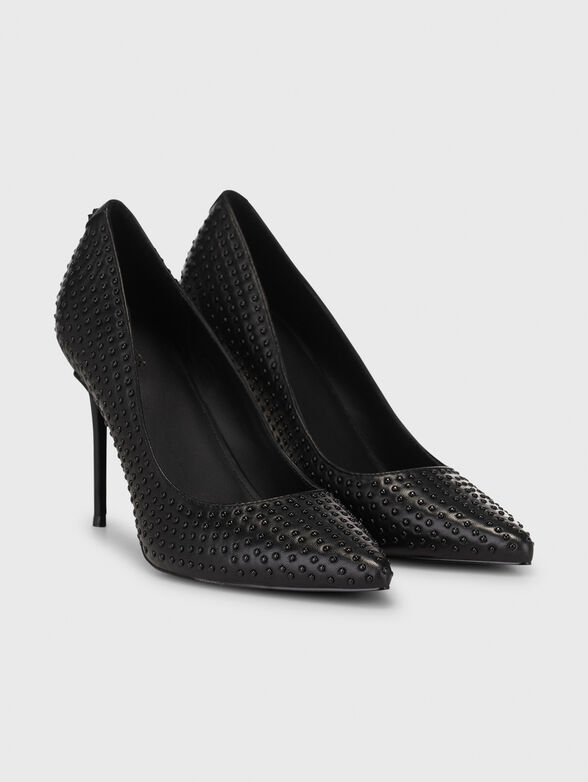 Black heeled shoes with eyelets - 2