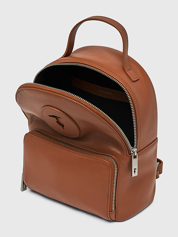 Leather backpack with logo accent - 2