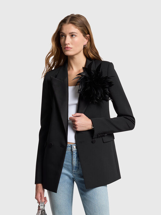 Stretch crepe blazer with feathers - 1