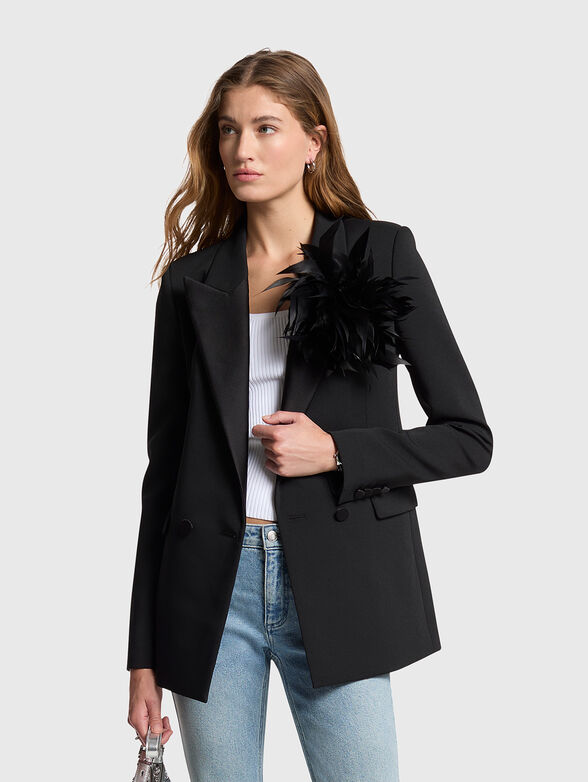 Stretch crepe blazer with feathers - 1