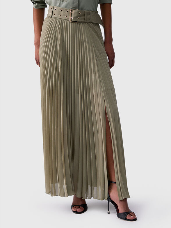 Pleated gabardine skirt - 1
