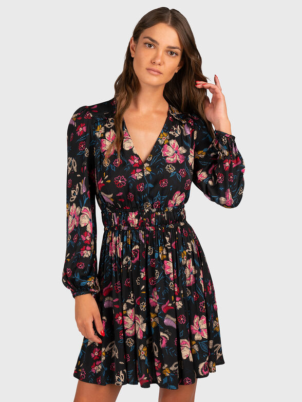 Long sleeve dress with floral motifs - 1
