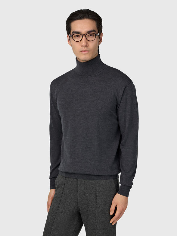 Wool polo shirt in gray  - 1