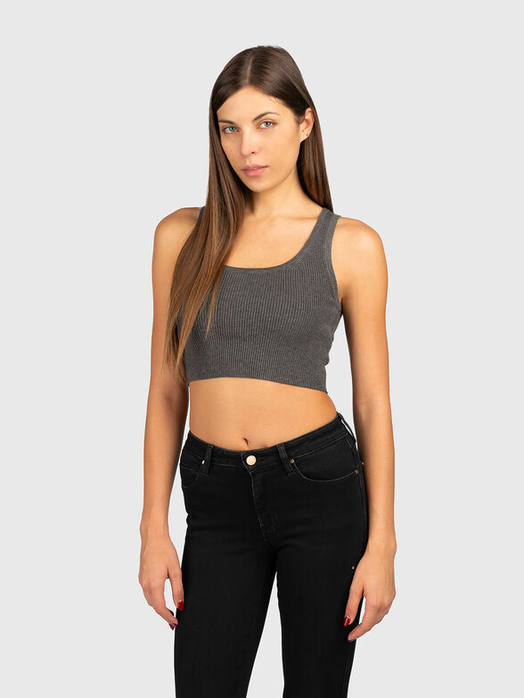 Ribbed knit cropped tank top - 1