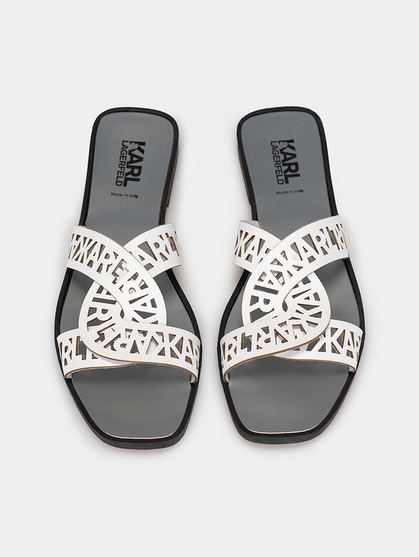 SKOOT leather slippers with logo accent - 6