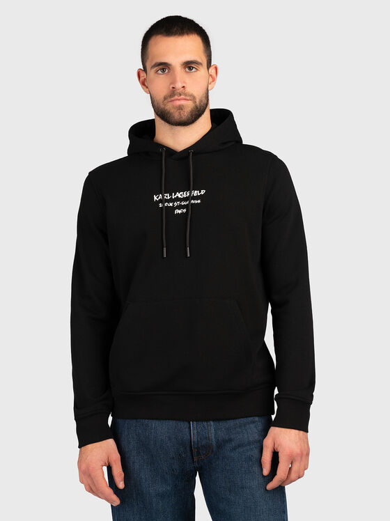 Black sweatshirt with contrast print  - 1