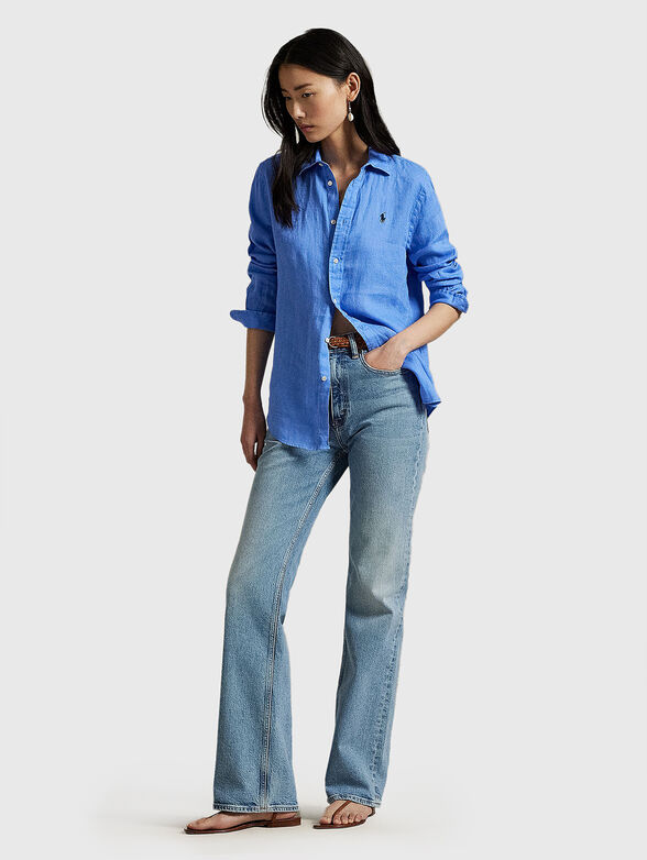 Linen shirt with logo embroidery - 2