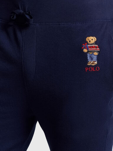Dark blue two-piece pyjamas with embroidery - 3