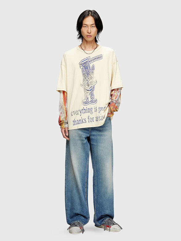 T-BOXT-DB-LS-RIB-T1 blouse with accent sleeves - 2