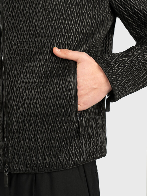Lamb leather jacket in black color - 2