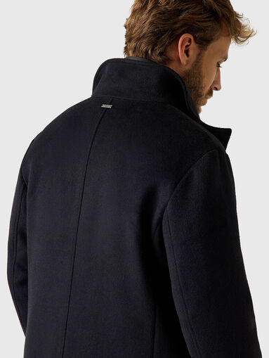 Wool blend coat with high collar - 5