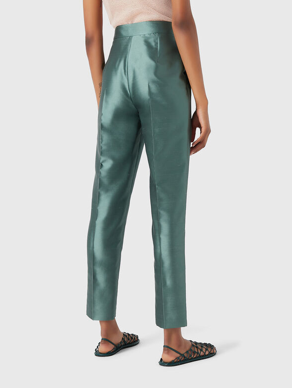 Green silk blend trousers  - 2