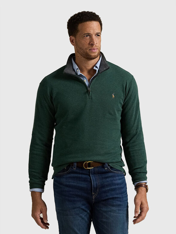 Green sweater with logo detail - 1