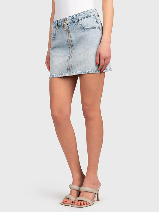 Denim skirt with washed effect
