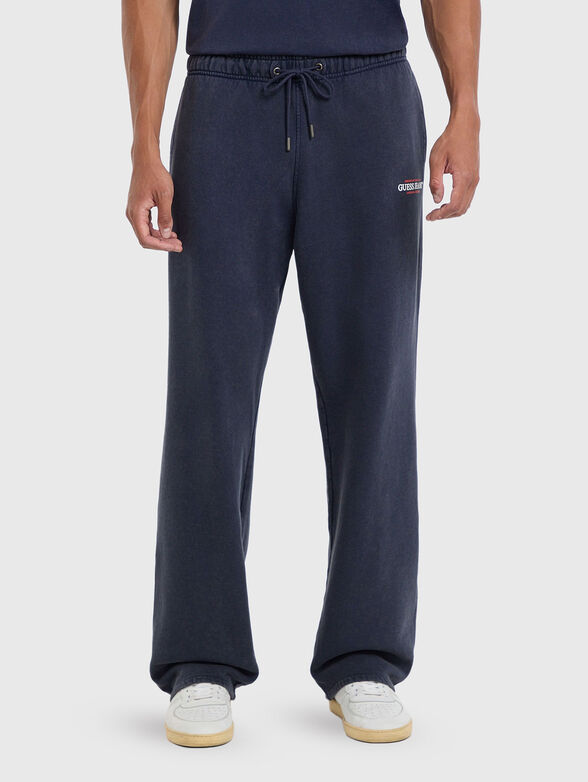 Cotton sports pants with ties and logo detail - 1