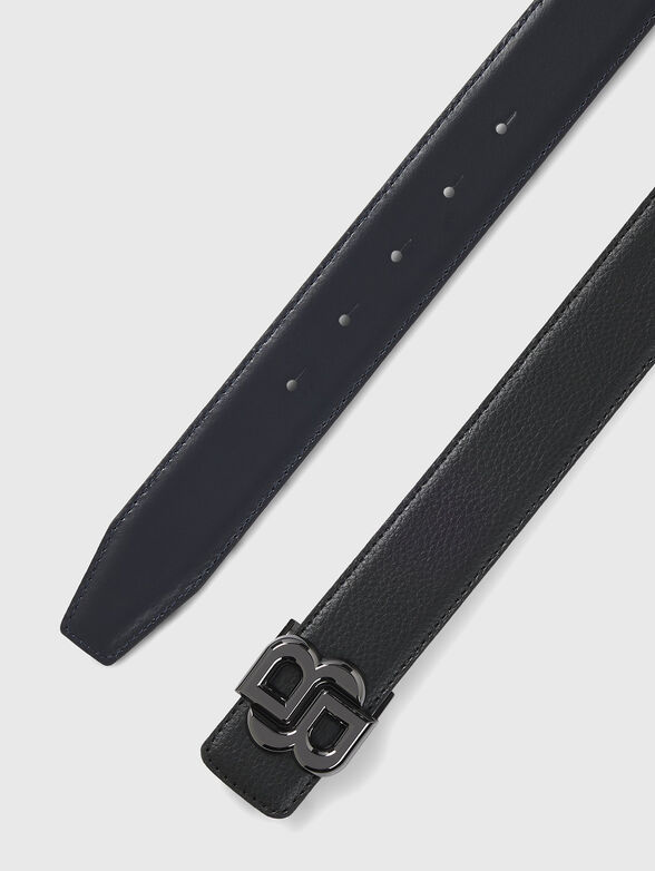 Leather belt with logo buckle - 3
