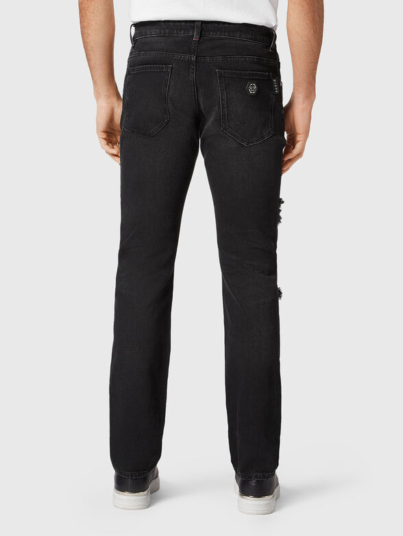 Blue slim jeans with snake accents  - 2