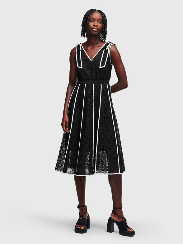 chinese dress ladies KARL LAGERFELD Paris Women's Eyelet Lace Dress, White/Marine, 12 at Amazon  Women's Clothing store