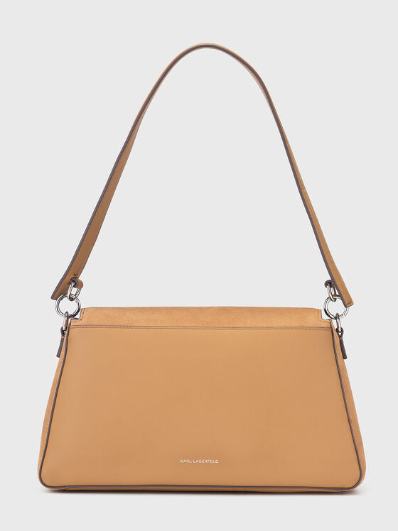 Чанта от кожа и велур с акцентно лого - 2