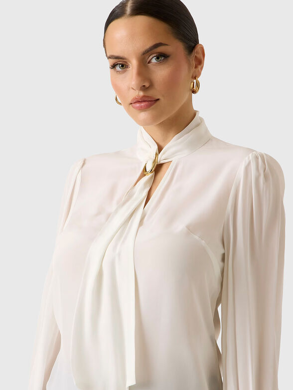 Long-sleeved blouse with a tie - 4